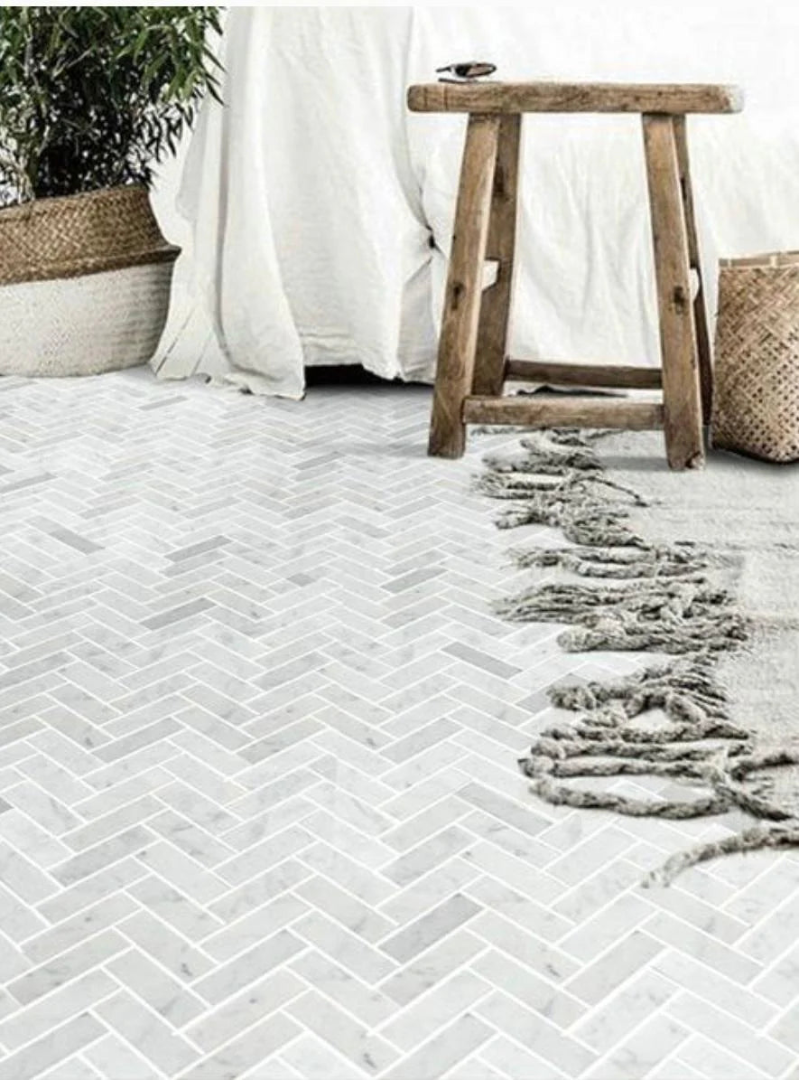 Mosaik Marmor Bianca Carrara C 75x23x10mm auf Matte