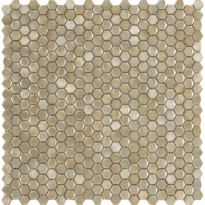 Mosaik Sechseck Koloniale Schwerkraft Gold 10mm auf Matte
