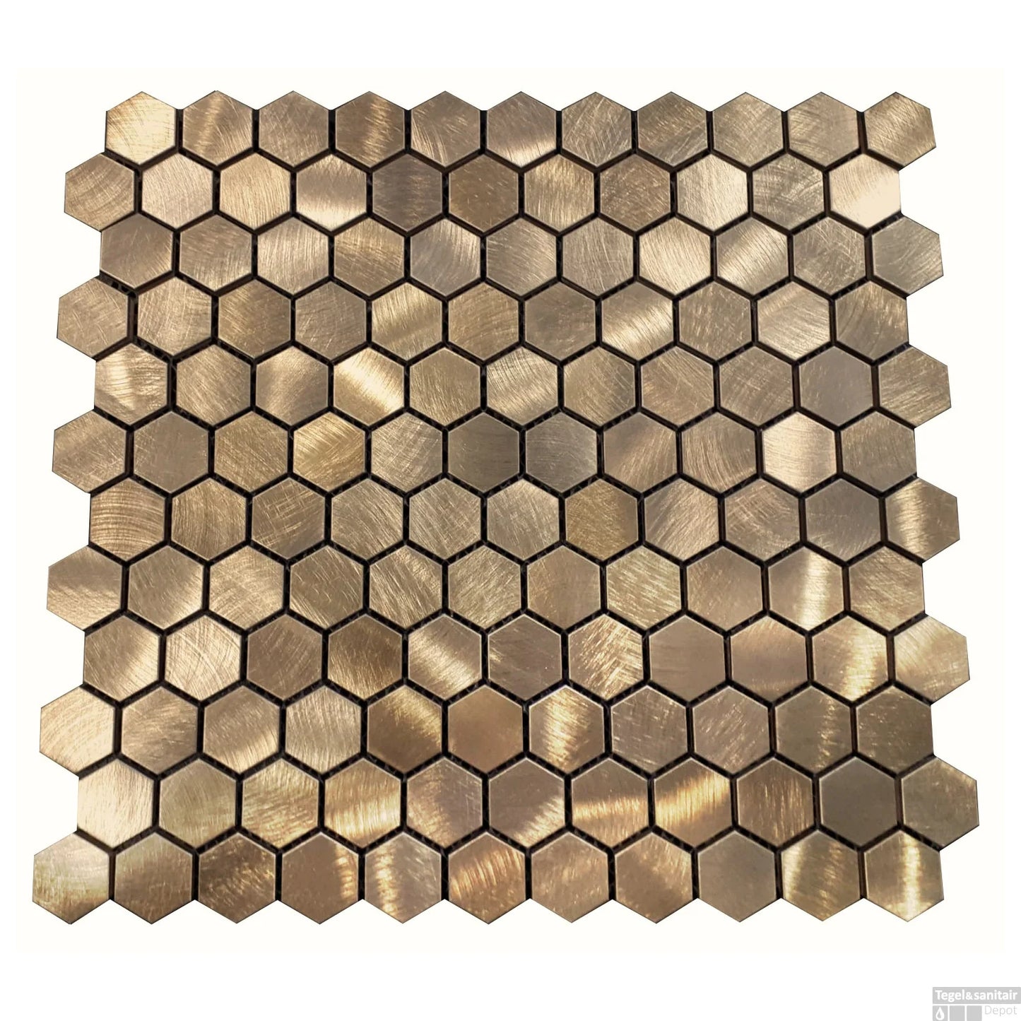 Mosaik Aluminium Reflections Sechseck gold 23mm auf Matte 300x300x8mm Preis pro Stück