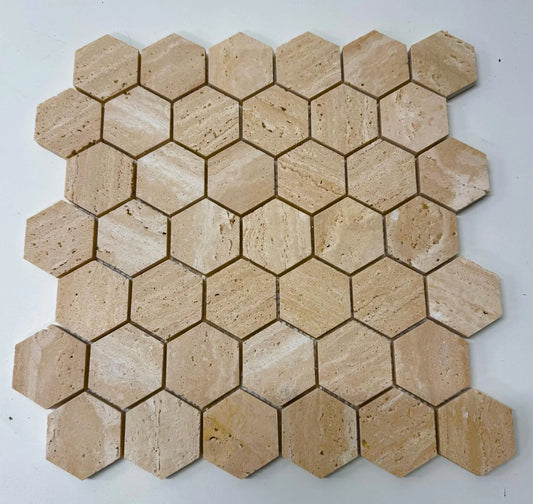 Travertin Sechseck Marmor Mosaik 48x48mm