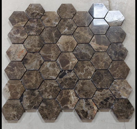 Marron Emperador Sechseck Marmor Mosaik 48x48mm