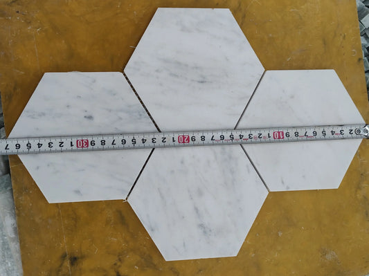 Marmor Sechseck Bianca Carrara 150mm geschliffen
