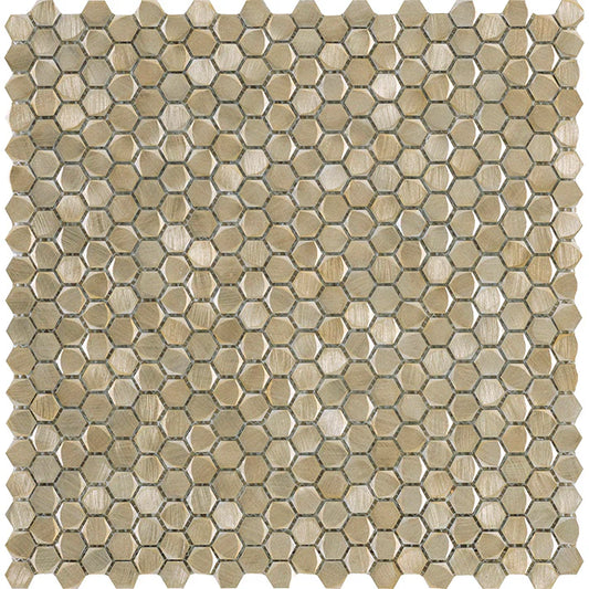 Mosaik Sechseck Koloniale Schwerkraft Gold 10mm auf Matte