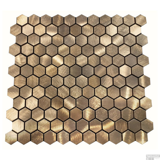 Mosaik Aluminium Reflections Sechseck gold 23mm auf Matte 300x300x8mm Preis pro Stück
